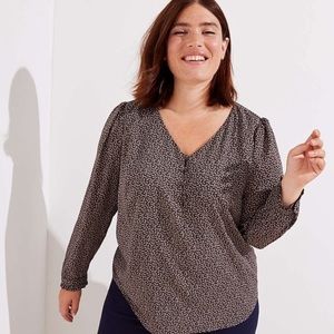 Loft floral v-neck button blouse